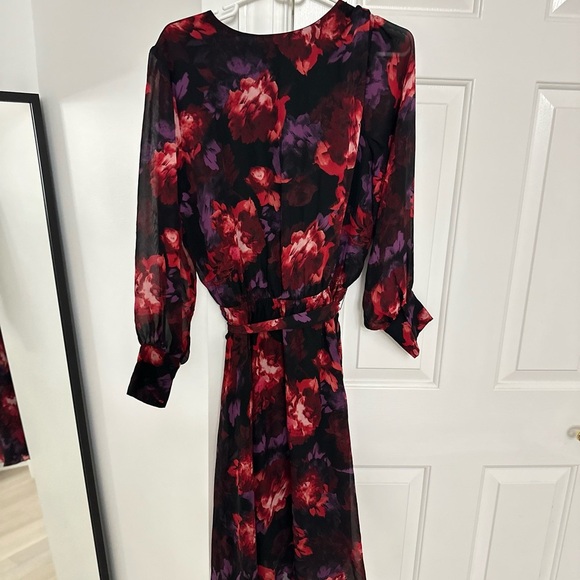 Jason Wu Black and Red Floral Long Sleeve Dress - Picture 2 of 4